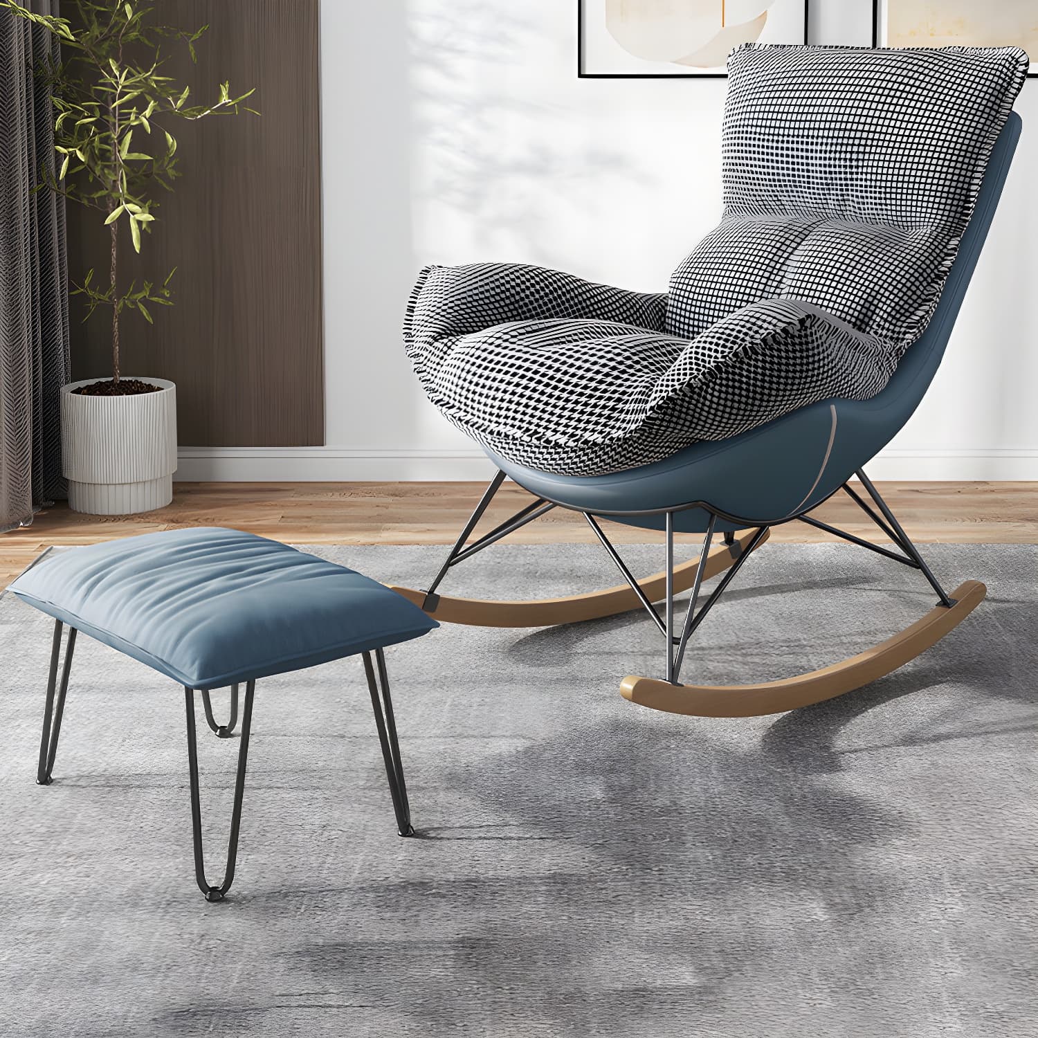 Modern Leisure Chaise Rocking Chair Lounge Upholstered Chaise for Living Room