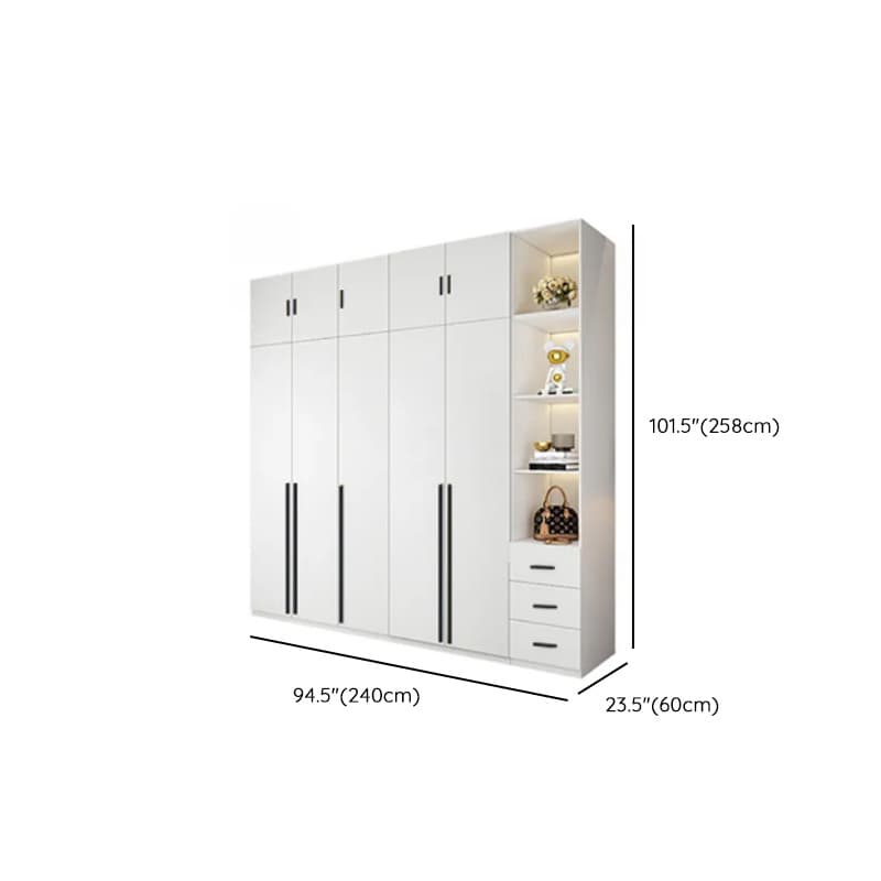 White Lumber Detached Wardrobe Closet with Soft Close Drawer, Door, Interior Shelves, and Clothing Rod - image 56