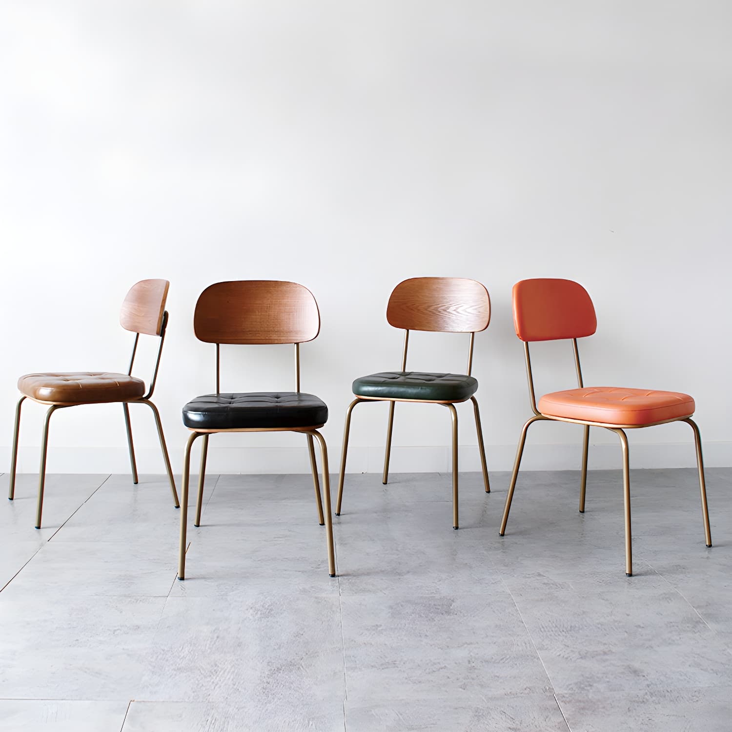 Industrial Style Leather Dining Side Chair Dining Room Open Back Side Chair Set - image 10