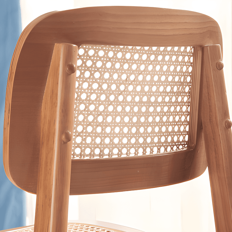 Leatherette/Wood/Rattan Entwined Balanced Armless Chair with Uncovered Back and Timber Legs in Sepia/Ink/Wood Color in a Scandinavian Style - image 20
