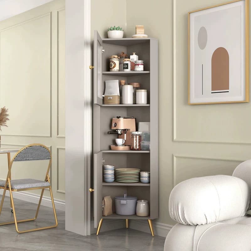 Glam Corner Cabinet with Gold Base and Glass Doors - Storage in Style - image 4