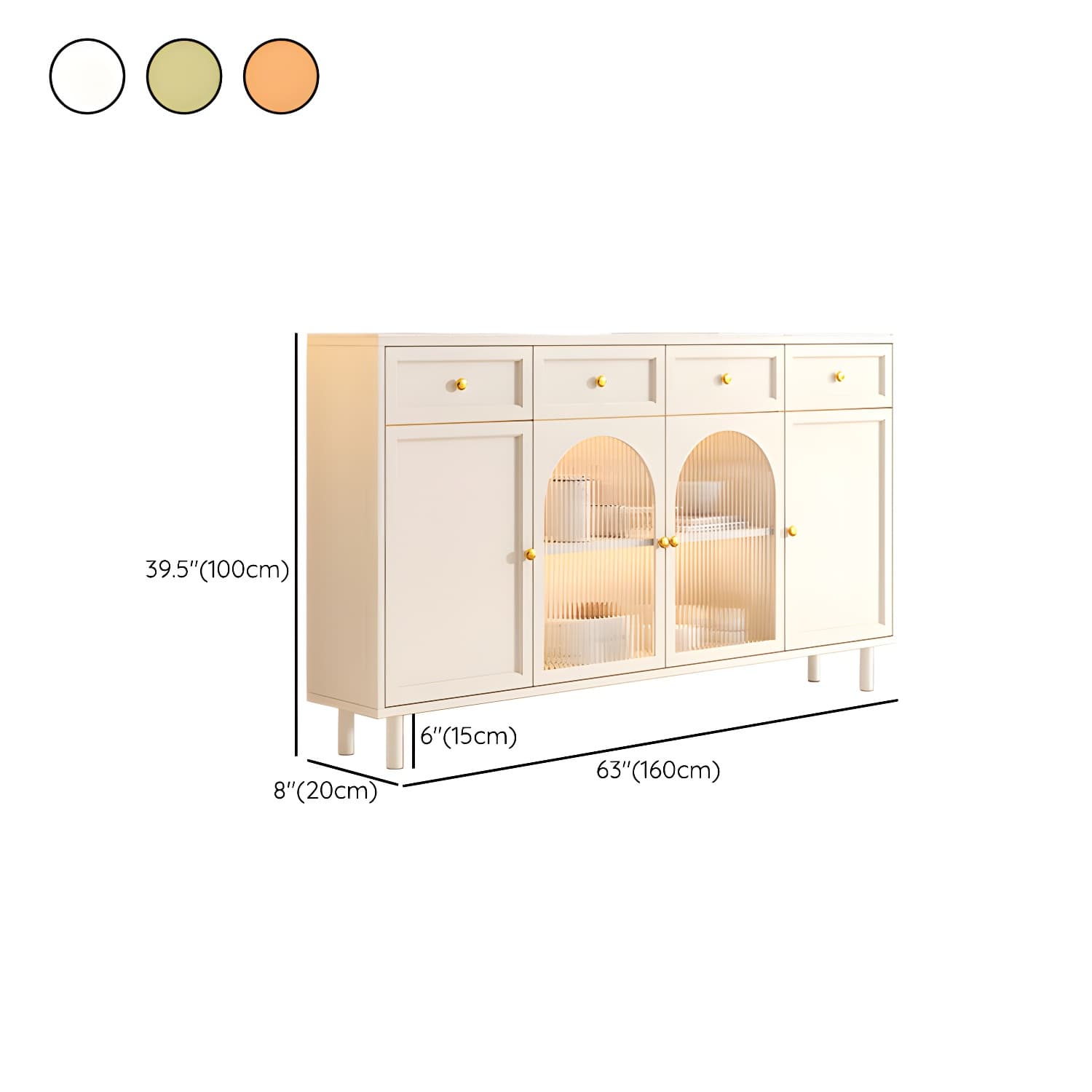 Wooden Buffet Server with Stone Countertop, Glass Doors, and Drawers - image 20