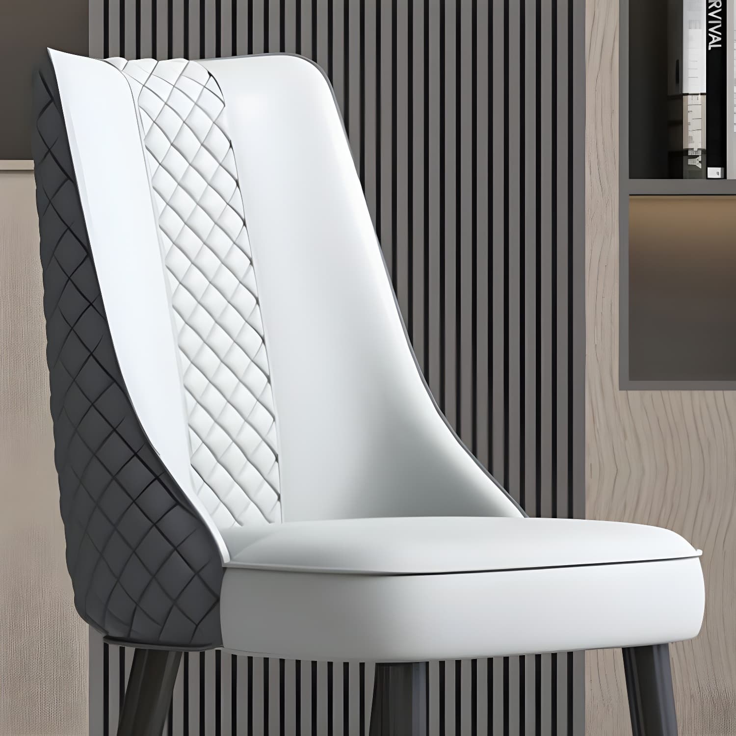Industrial Style Dining Chairs Faux Leather Kitchen Chairs with Wood Legs - image 23