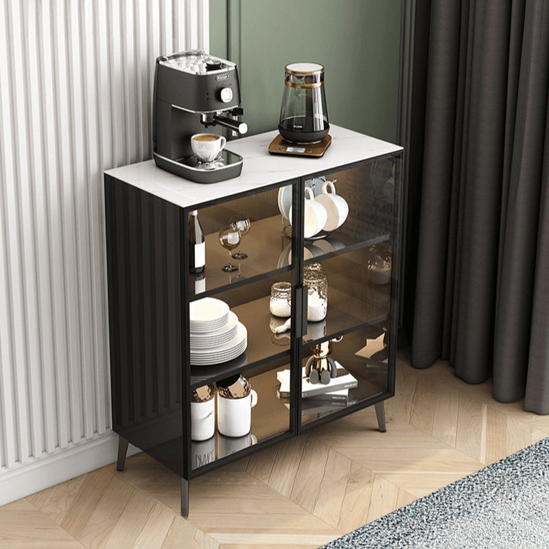 Coal Art Deco Sideboard with Locker, Standard/Narrow Size, Three Internal Shelves, and Glass Doors - image 4