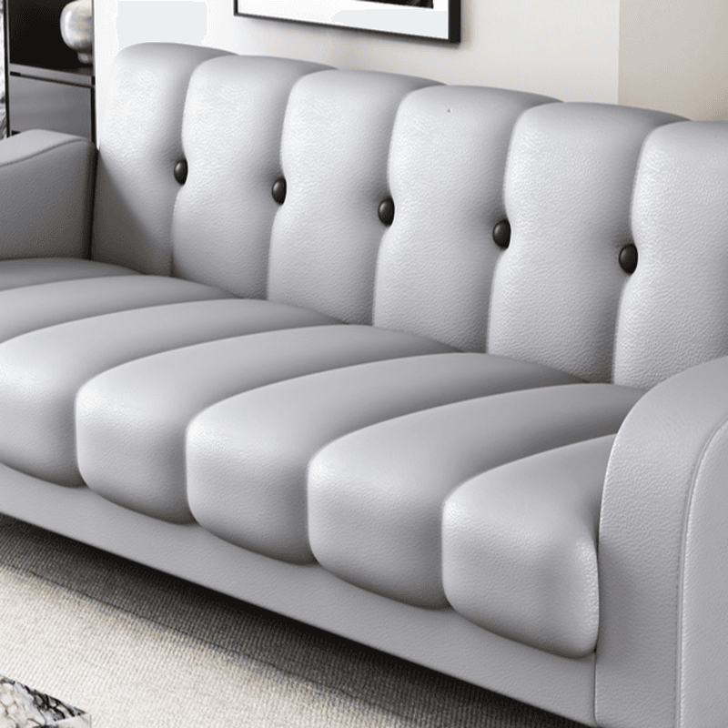 Contemporary Modern Solid Color Scratch-durable Convertible Sofa in Pu Leather with Midnight Black/Gray/White Upholstery, Seats 3/2-seater, with Receptacle Storage - image 13