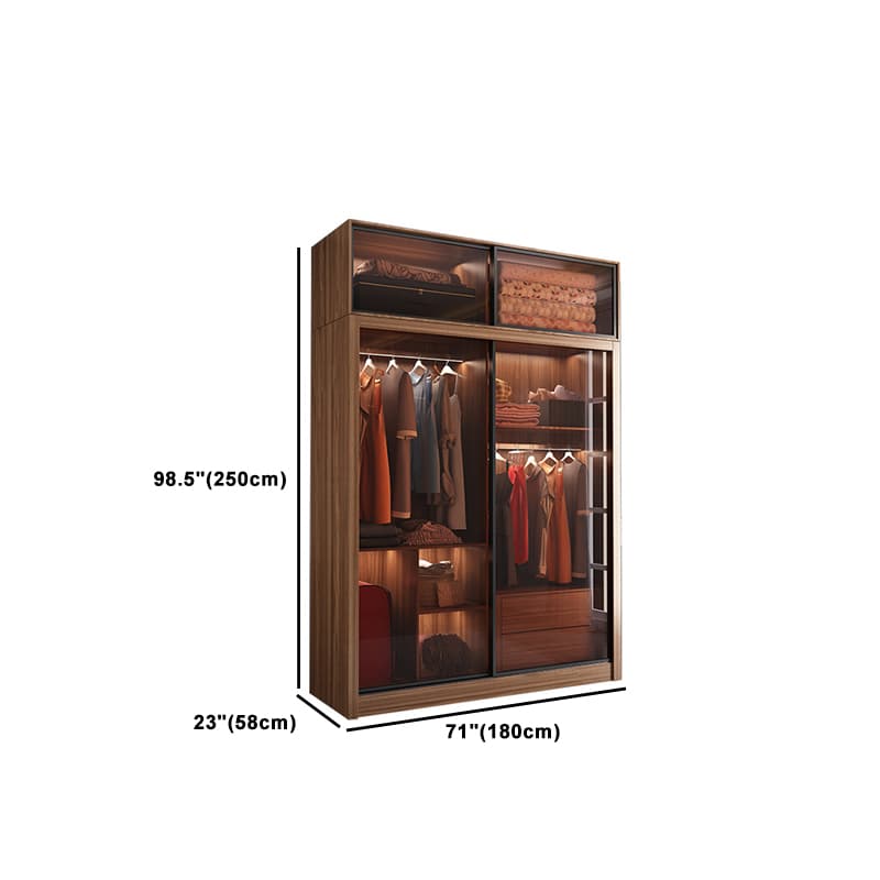 Simple Unfinished Color Wooden Wardrobe Armoire with Hanging Rod, Interior Shelves, Soft Close Drawer & Soft Close Door - image 26