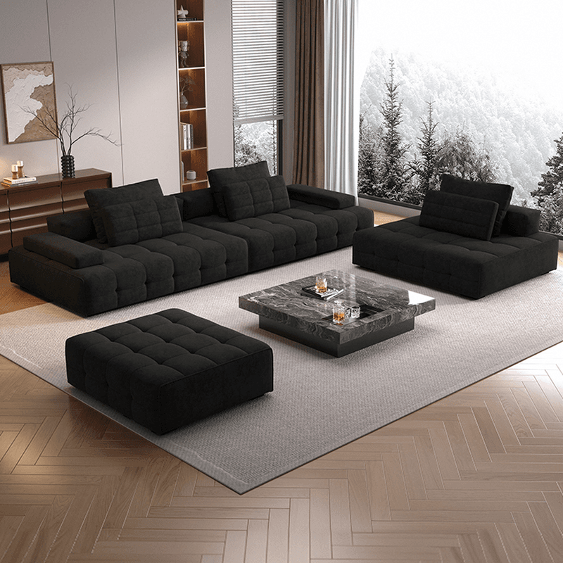Cotton Midnight Black Standard/Single Sofa with Armrest and 4/3/1 Pillows