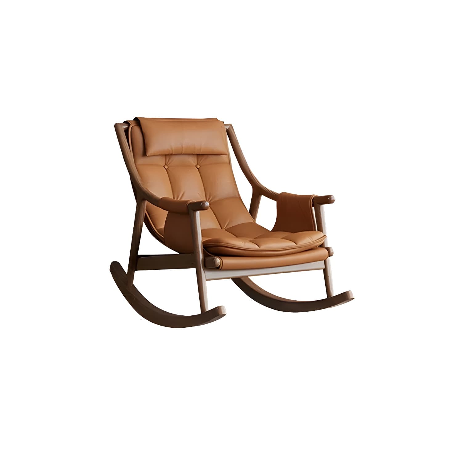 Mid-Century Modern Rocking Accent Chair in Solid Wood with Tufted Cushions - image 10