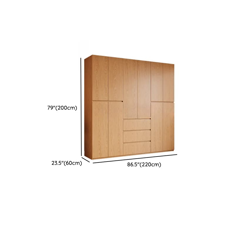 Natural Finish Minimalist Oak Wood Cabinet Armoire with Soft Close Drawer, Soft Close Door, Interior Shelves, and Clothing Rod - image 17