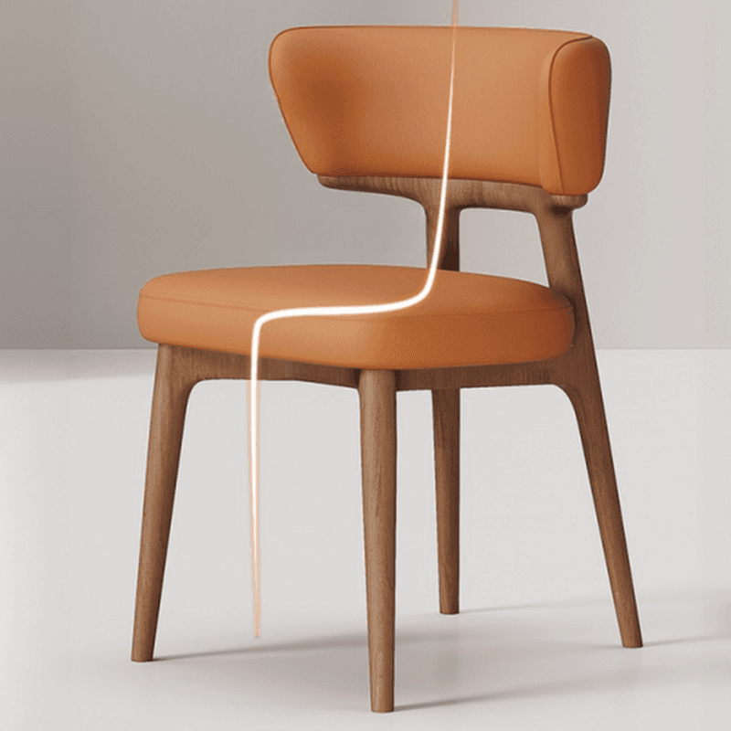 Contemporary Sturdy Side Chair with Uncovered Back, Polyurethane Upholstery, and Lumber Legs Outlined Frame - image 12