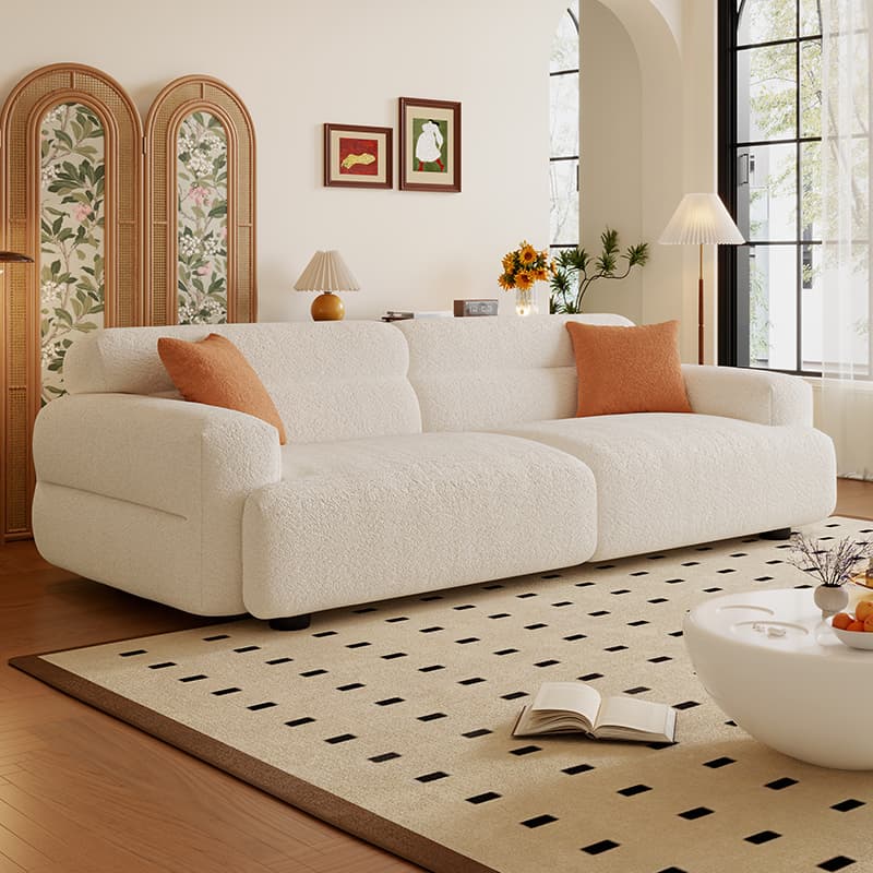 Modern Solid Color Tear Resistant Standard Sofa in Light Gray/White/Citrus Color with 4-seater/Seats 5/3-seater and 2 Pillows - image 3