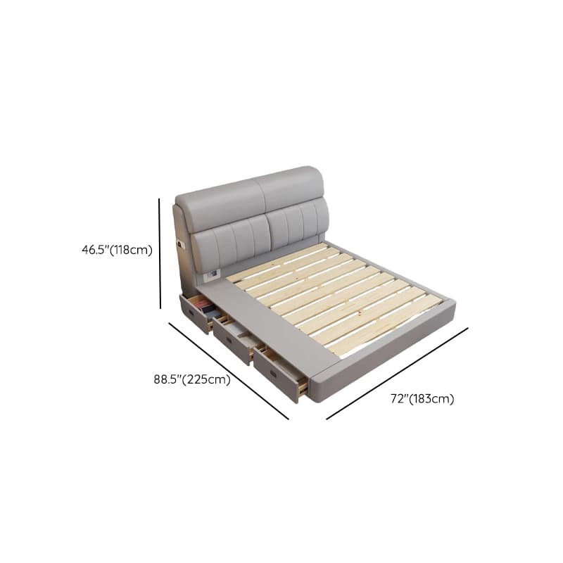 Light Gray Storage Included Panel Bed with 3 Storage Boxes, Pine Wood Frame, and Sponge Upholstery - image 14
