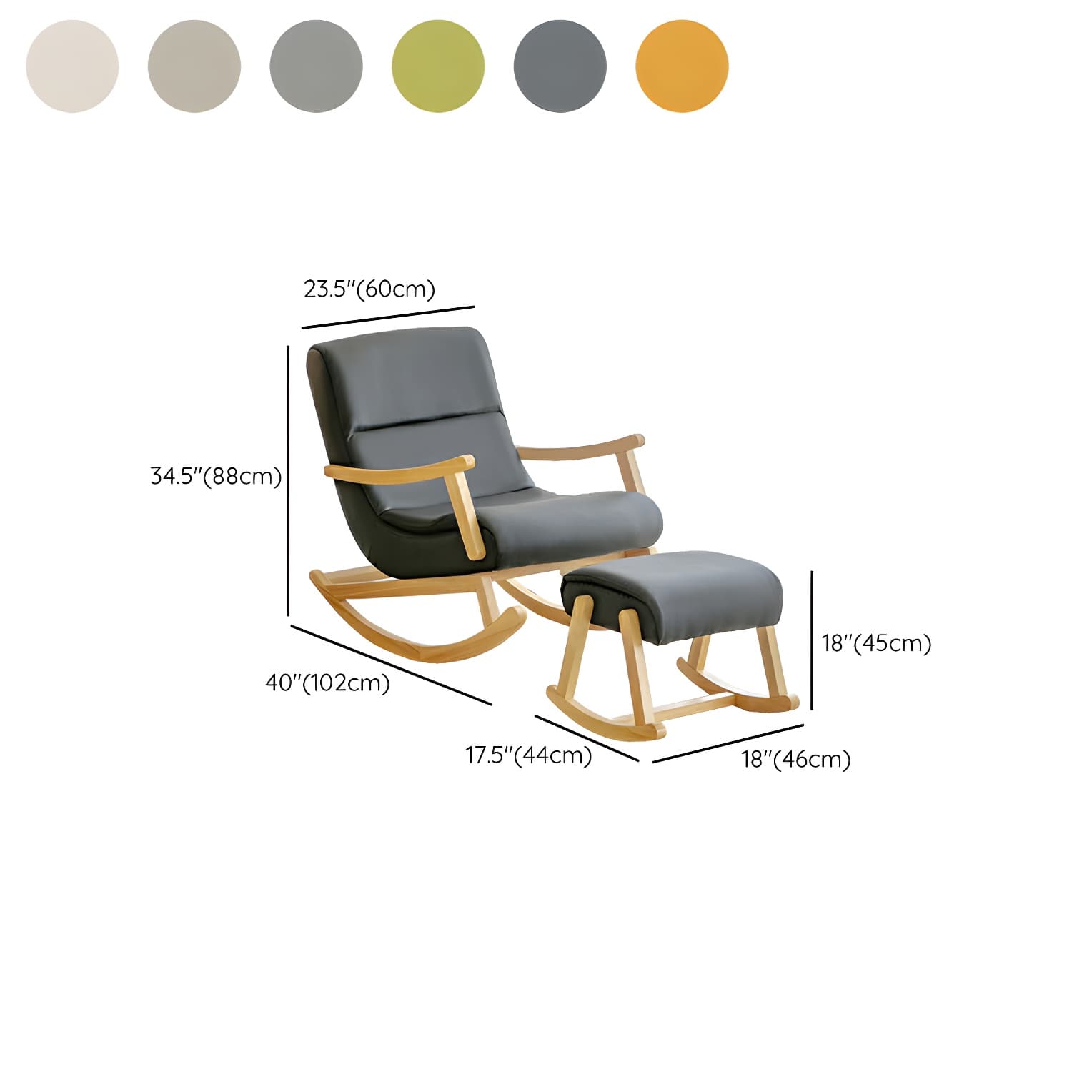 Modern Upholstered Rocking Chair with Track Arms and Ottoman for Stylish Interior Design - image 17