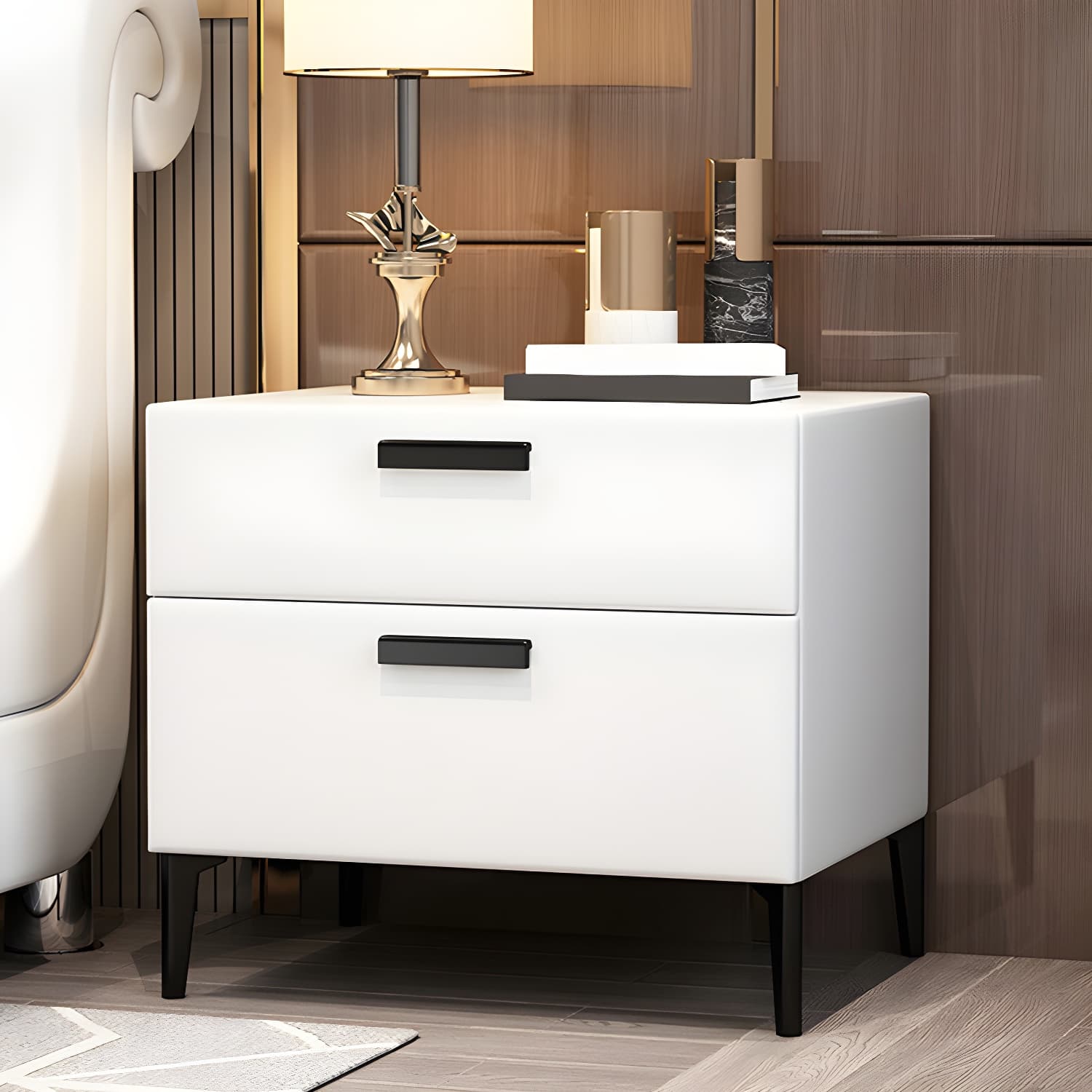Modern Night Table Solid Wood Accent Table Nightstand with 2 Drawers - image 8