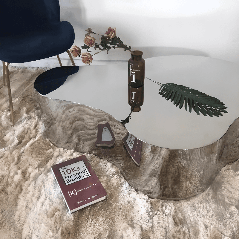 Silver Alloy Irregular/Circular-shaped Accent Table for Small Spaces - image 8