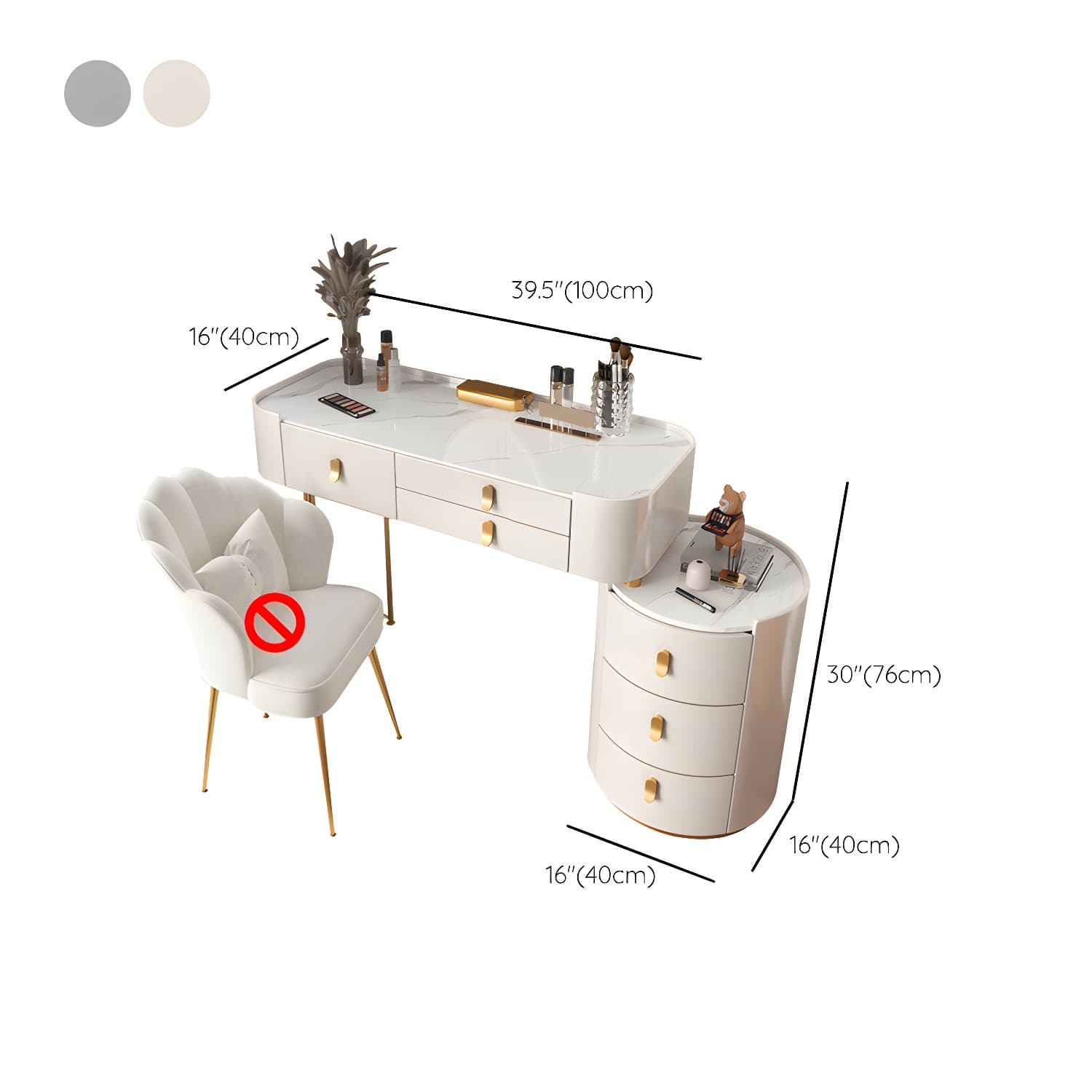 Glass/Stone Dresser Modern Make-up Vanity with 5/6 Storage Drawers - image 21