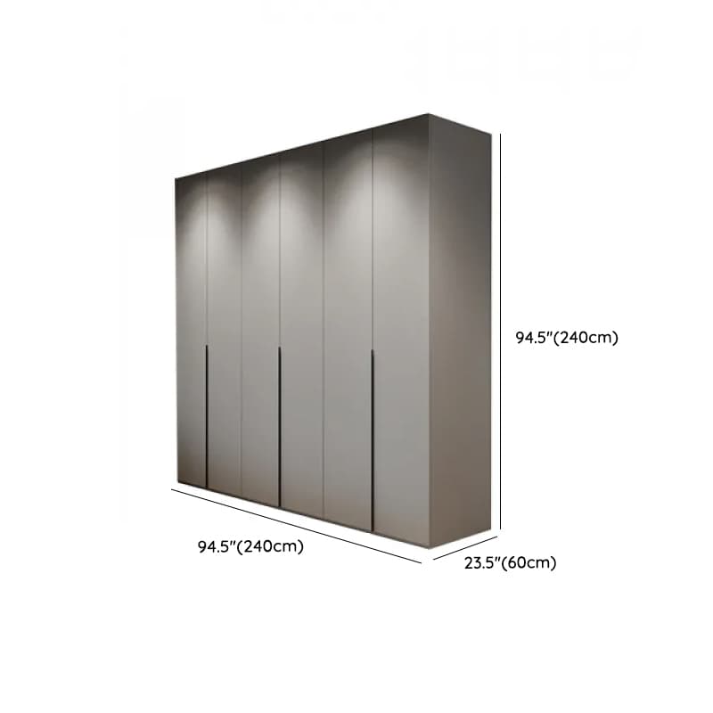Dove Grey Minimalist Manufactured Wood Wardrobe Closet with Compartments, Soft Close Door, Interior Shelves, and Clothing Rod - image 21