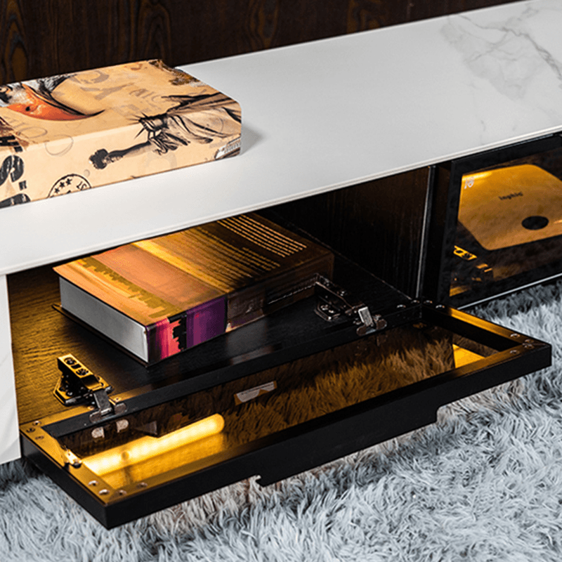 Rectangular TV Stand for Drawing Room with Light and Door - image 14