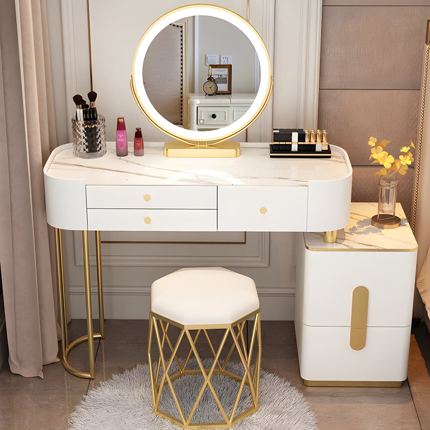 Contemporary Make-up Vanity with 4/5 Drawers,15.75 inch Wide - image 8