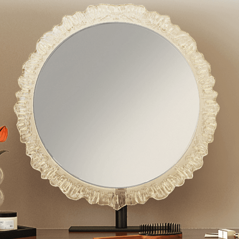 Cream Modish Large Vanity Set with Reclaimed Wood Table Top, 3/6 Drawers, and Light Up Mirror - image 6
