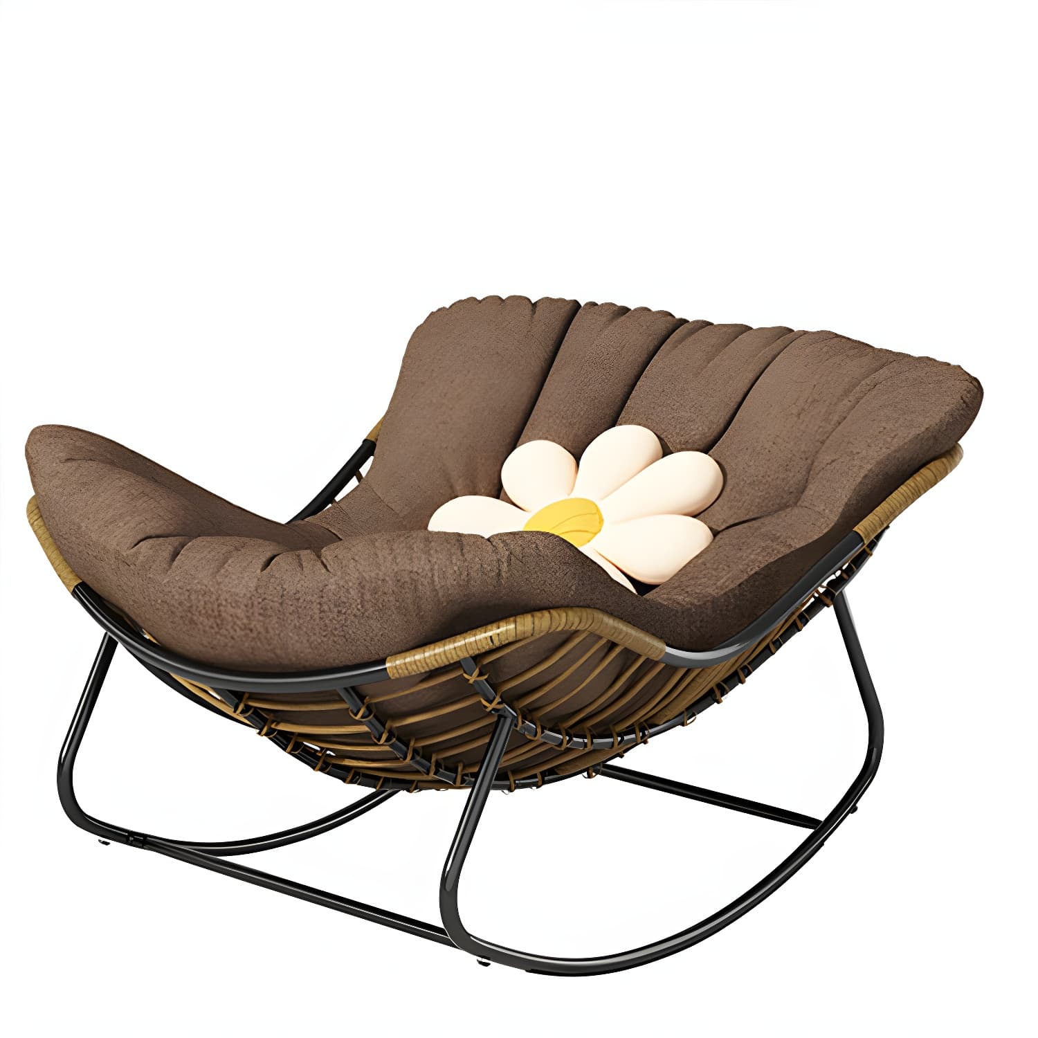 Modern Metal Indoor Rocking Chair with Upholstered Seat - Armless Design for Comfortable Seating