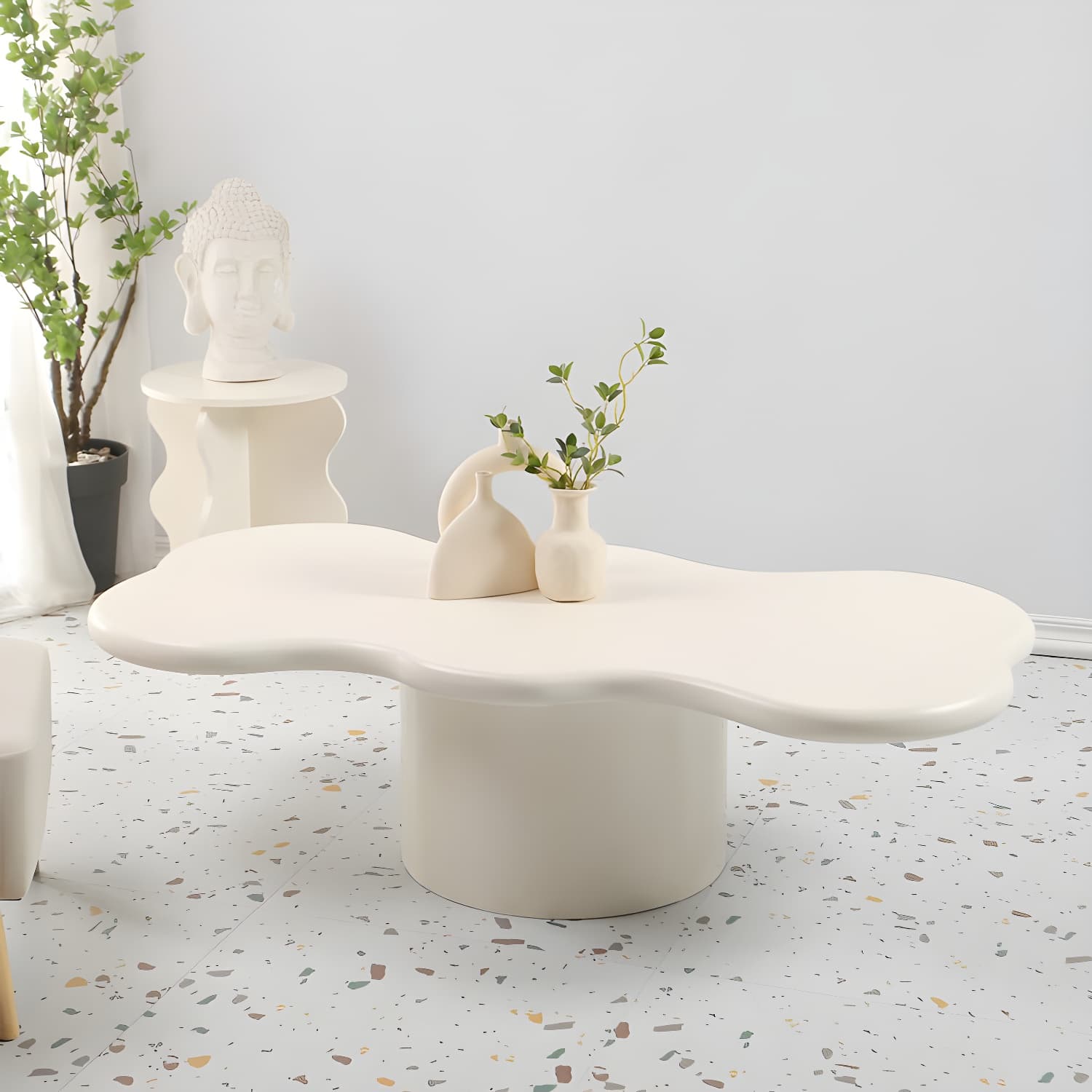Solid Wood Coffee Table White Minimalist Coffee Table for Living Room - image 8