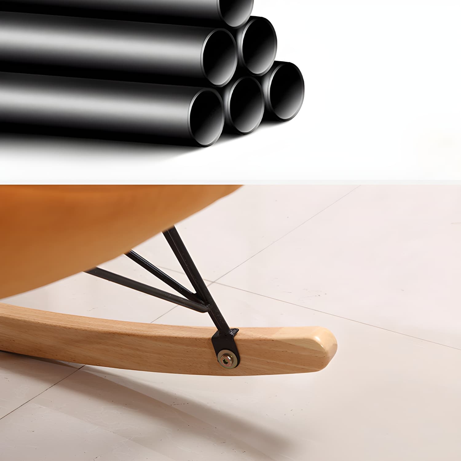 Modern Style Rocker Chair Metal Frame Spindle Cushions Rocker Chair with Ottoman - image 16