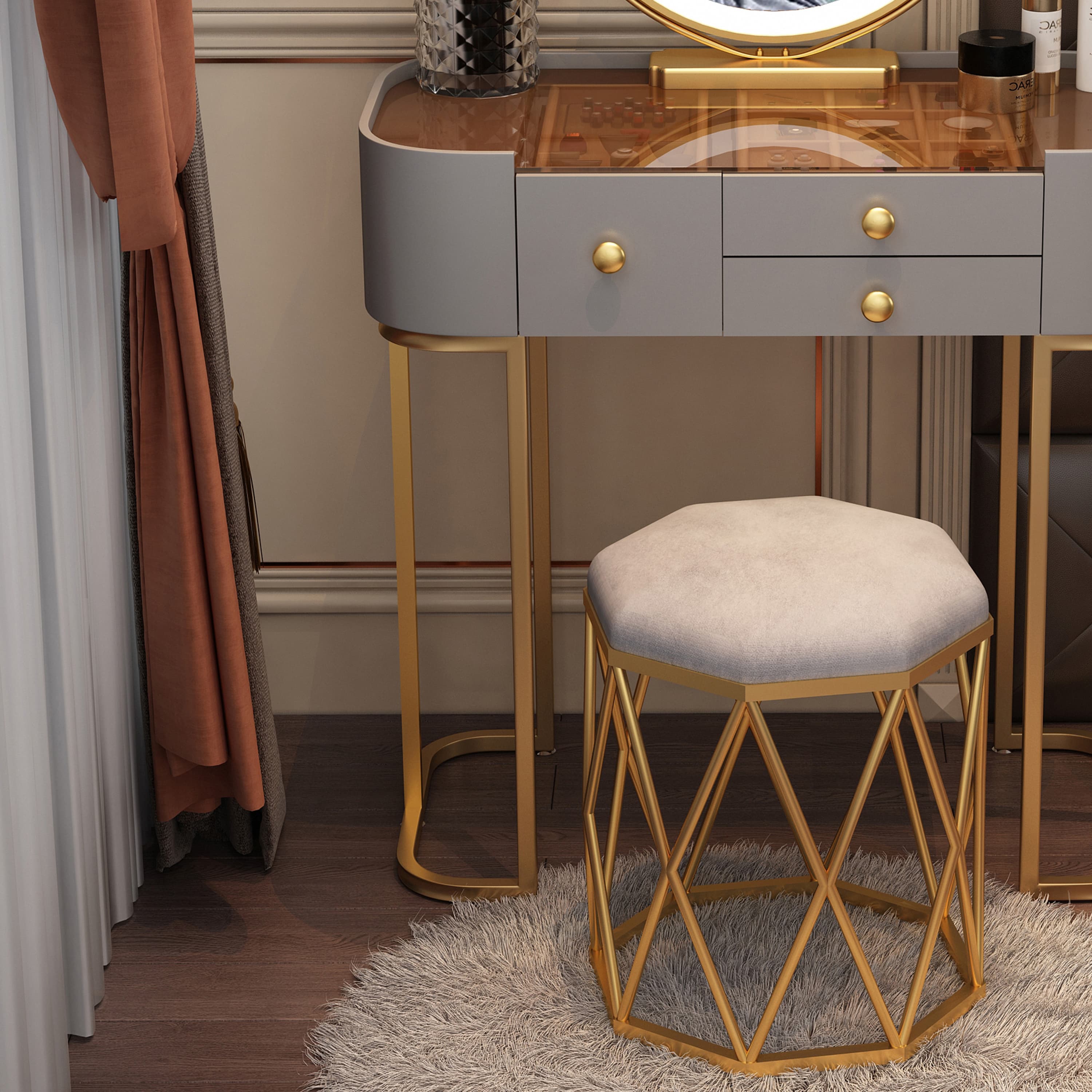 Glam Vanity Dressing Table Bedroom Makeup Vanity Desk with Drawer - image 12
