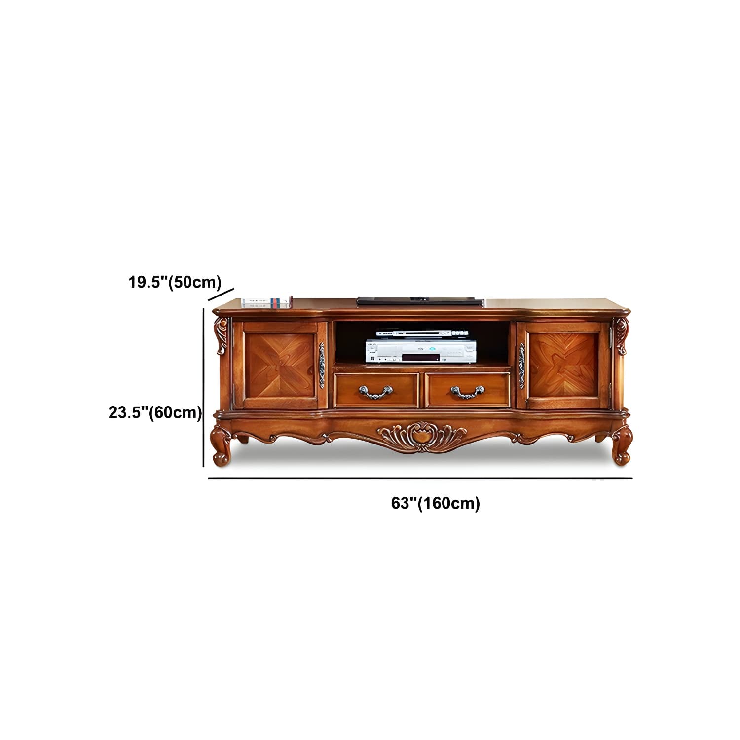 Solid Wood TV Console Traditional Enclosed TV Cabinet with Glide Drawers - image 11