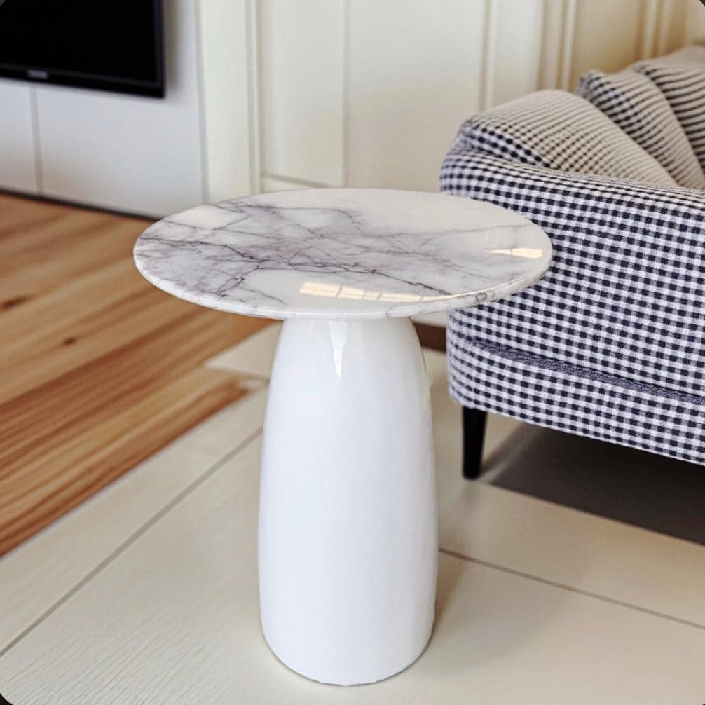 Simple Ink Oval/Rounded Hardened Glass Single Accent Table with Container & Abstract Base - image 6