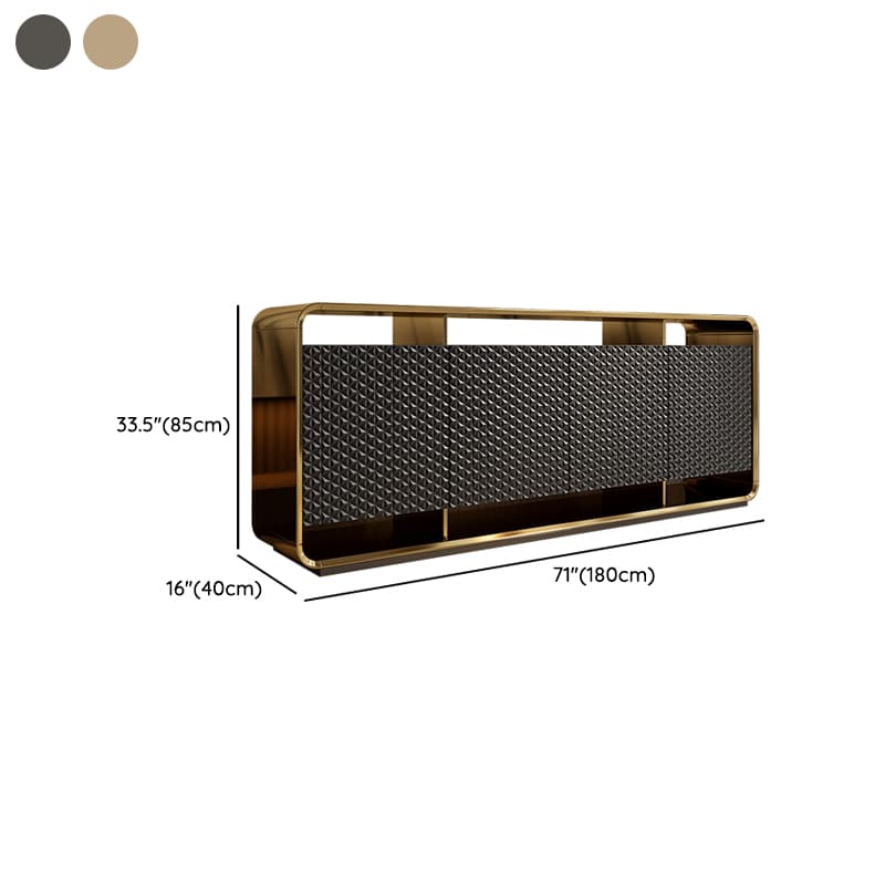 Self-supporting Metal Framed Wood Sideboard with Extreior 3 Shelves and a Counterboard in a Lavish Style - image 10
