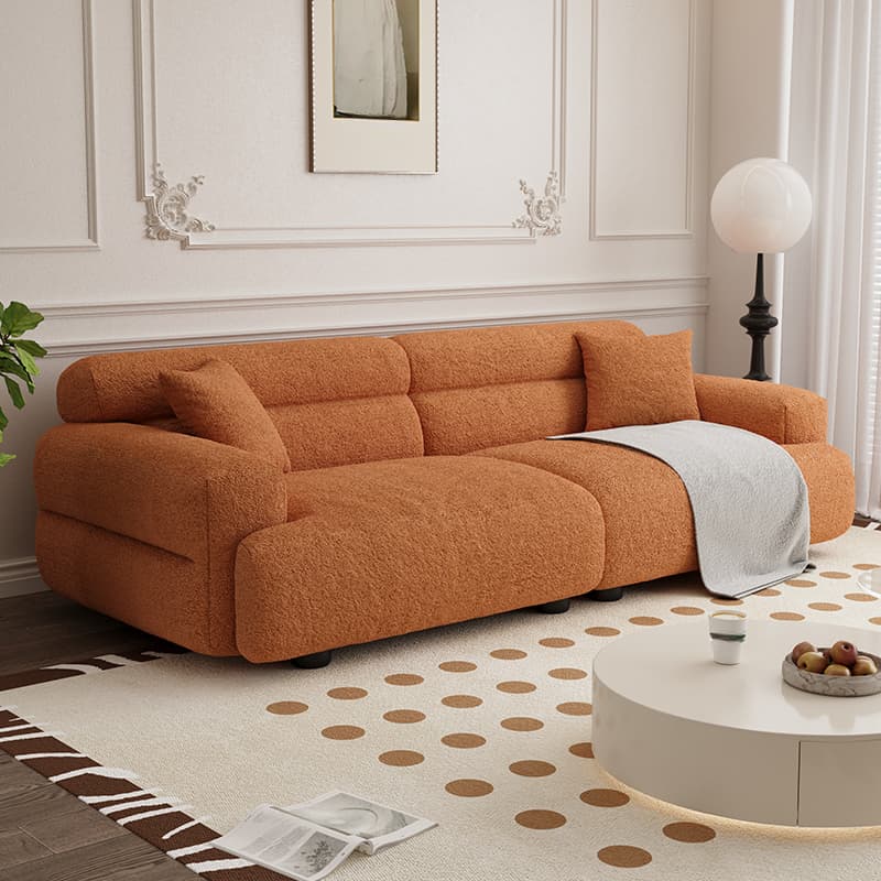 Modish Solid Color Scratch-durable Standard Sofa in Midnight Black/Mocha/Amber Color, Seats 3/2-seater with 2 Pillows - image 7