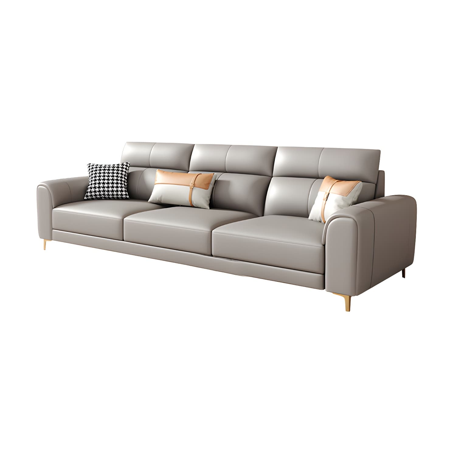 Modern Gray Faux Leather Sectional Sofa with Pillow Top Arms and Wood Frame - image 5