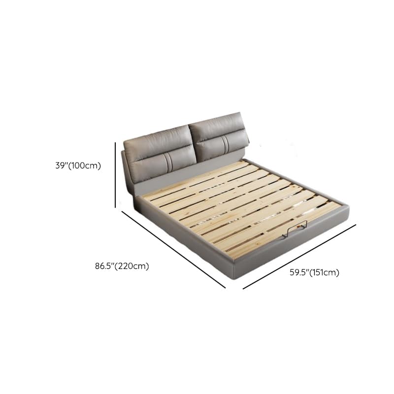 Light Gray Solid Color Storage Bed/Platform Bed with 3 Storage Boxes in Pine Wood for Living Room - image 7