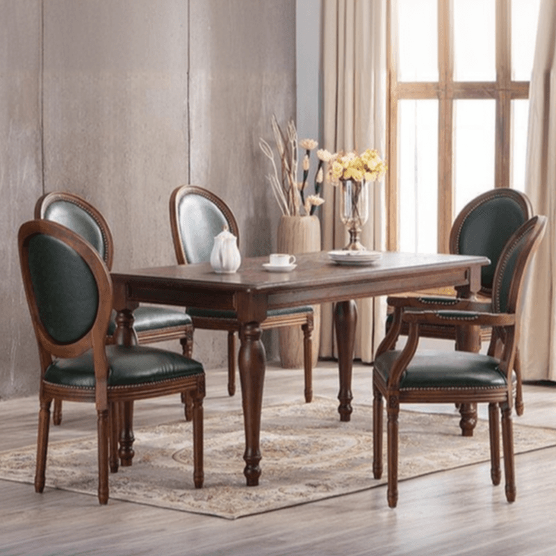 Traditional Antiqued Wood Sturdy Nailhead Trim King Louis Arm Chair/Armless Chair with Outlined and Foot Pads - image 14