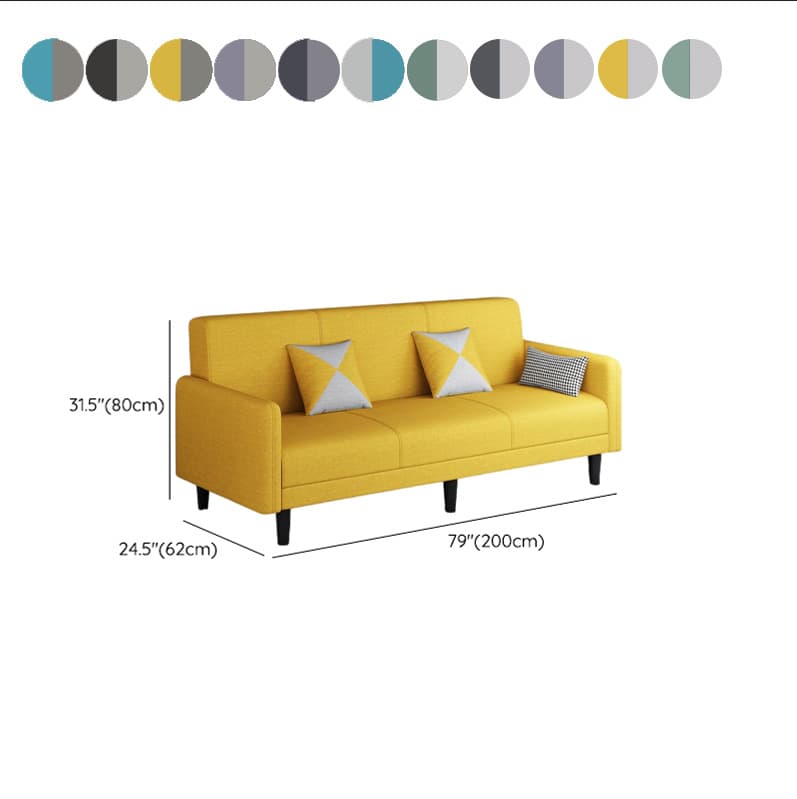 Convertible Sofa in Gray/Cerulean/Off-White with Armrest and 3 Pillows - image 31