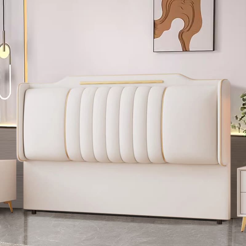 Modish No Distressing Timber Panel Headboard with Rectangle Shape for King Bed, Featuring Sponge Upholstery Fill and Standard Height