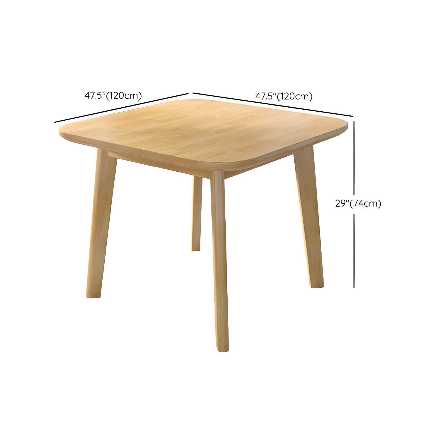 Scandinavian Natural Wood Square Kitchen & Dining Table with Legs - image 15