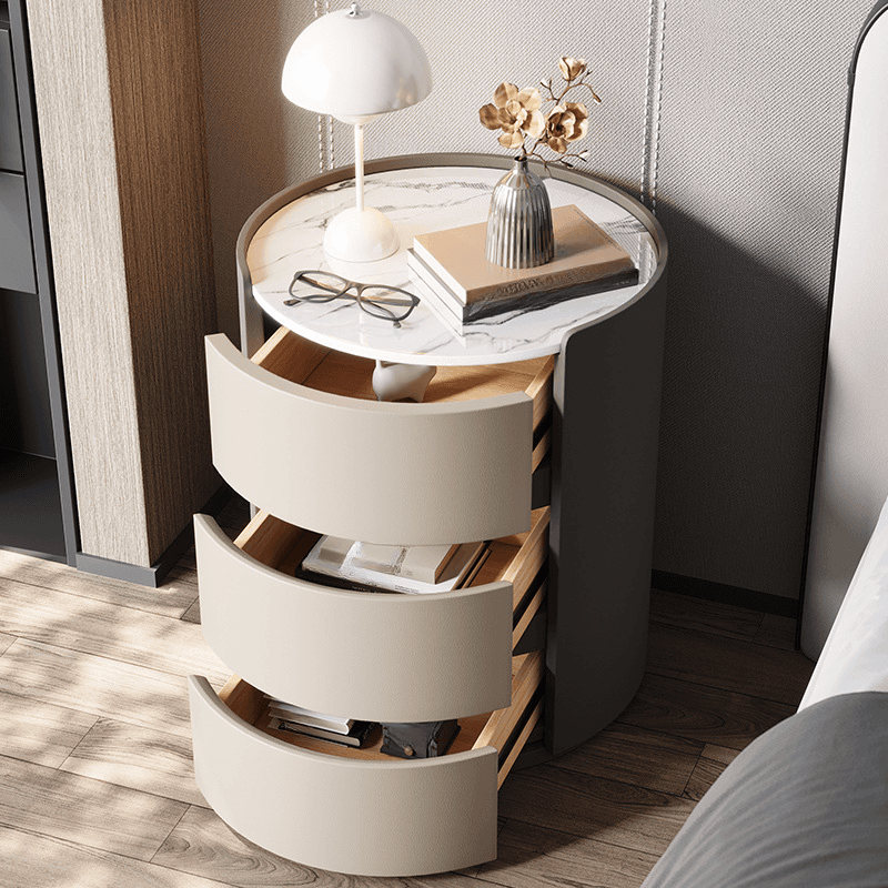 Minimalist 3-Tier Stone Countertop Drawer Storage Nightstand - image 7