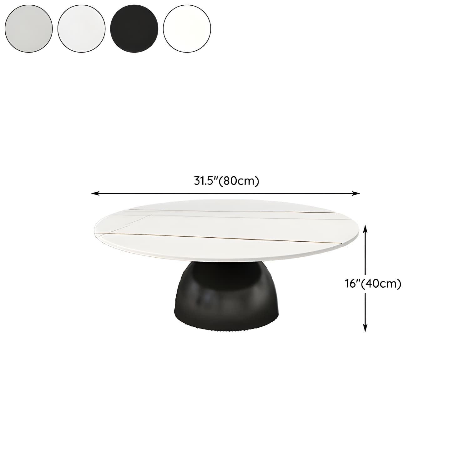 Round Stone Glam Coffee Table with Pedestal Iron Base and Built-in Storage - image 22