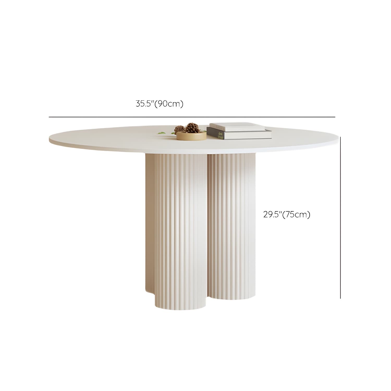 Contemporary Round Dining Table Stone Dinner Table with 3 Legs - image 10