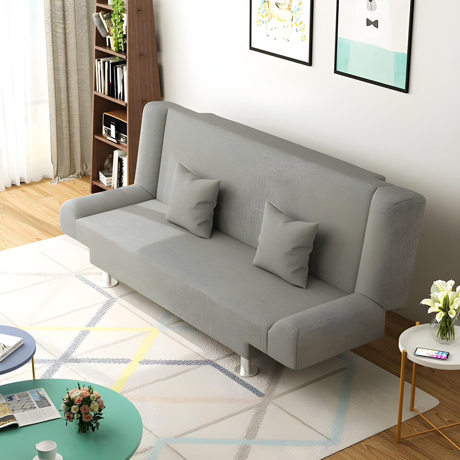Modern Linen Sofa 23"W Tight Back Armless Couch for Living Room - image 5