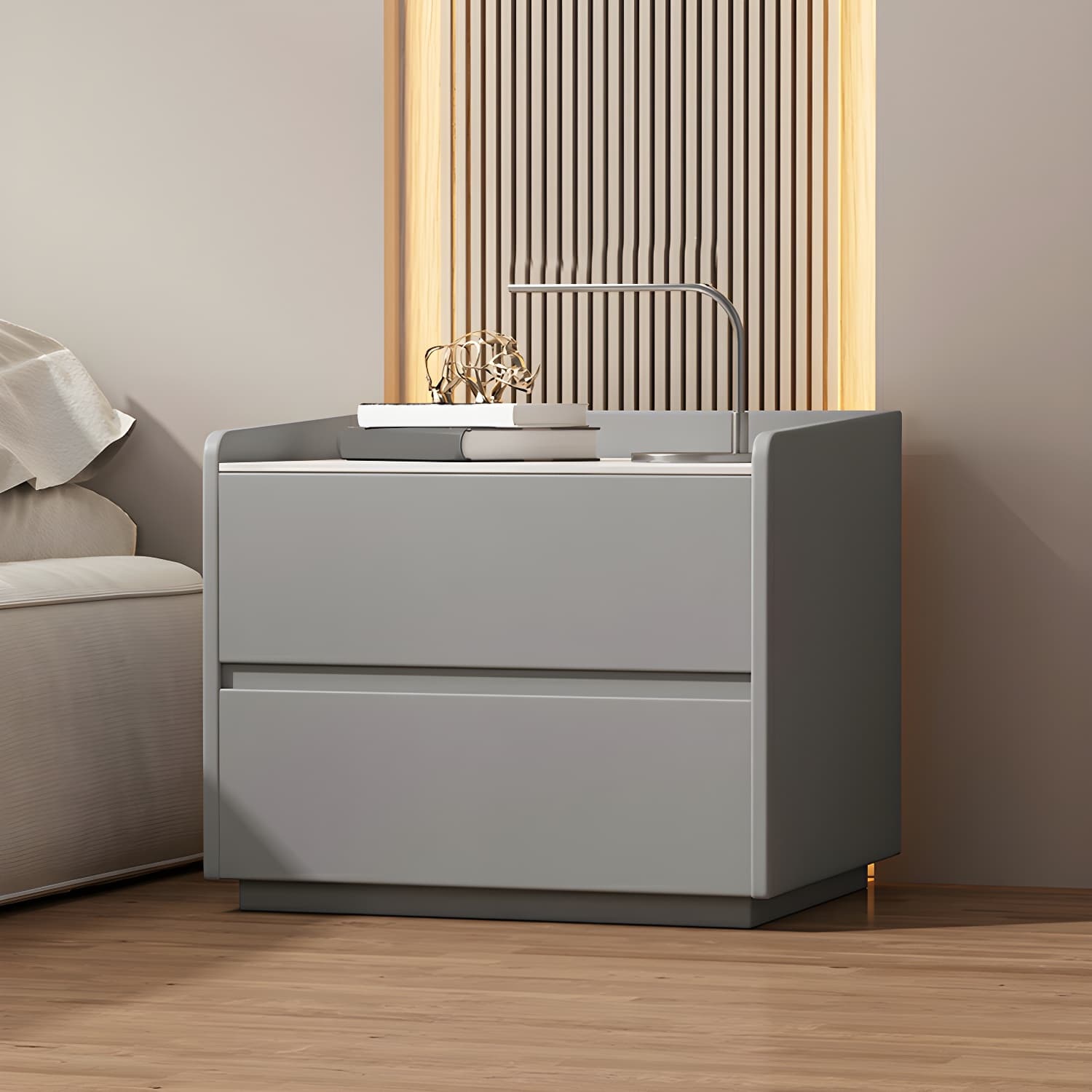 White Slate Countertop Nightstands Increase The Surrounding Height to Prevent Falling - image 6