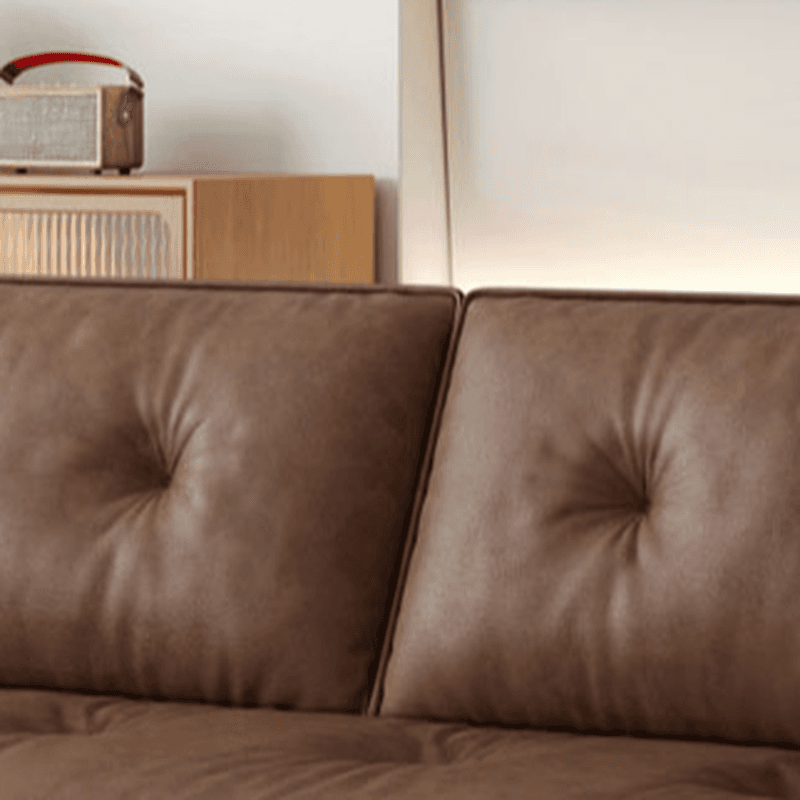 Mocha Pu Leather Convertible Sofa with Armrest for Drawing Room - image 8