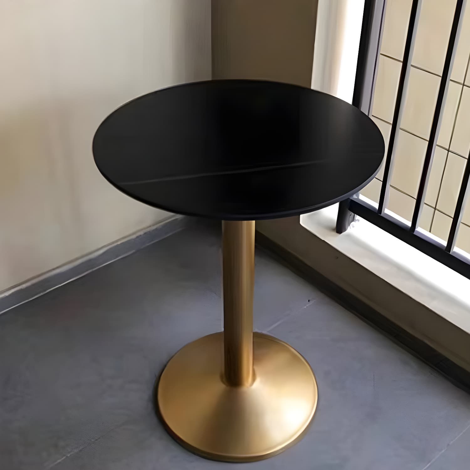 Round Sintered Stone Top Table Contemporary Metal Base Dining Table - image 14