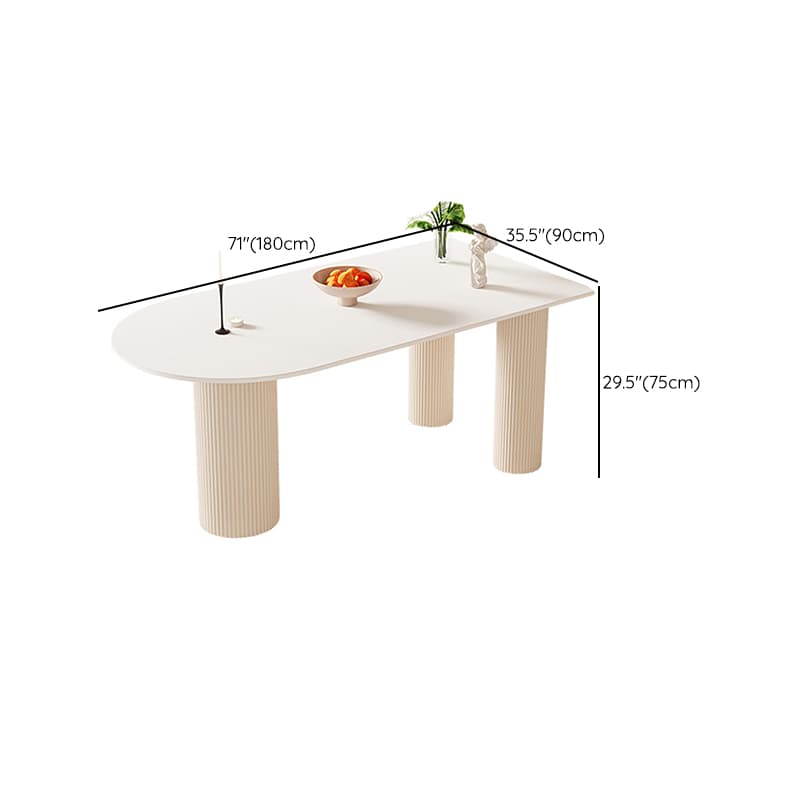 White Stone Surface 75cm Modern Kitchen & Dining Table with Metal Legs - image 14