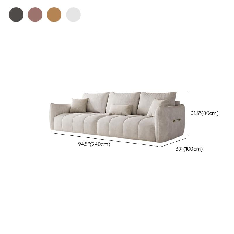 Contemporary Modern Solid Color Standard Sofa in Gray/Amber Color/Off-White for 3 with 3 Pillows - image 20