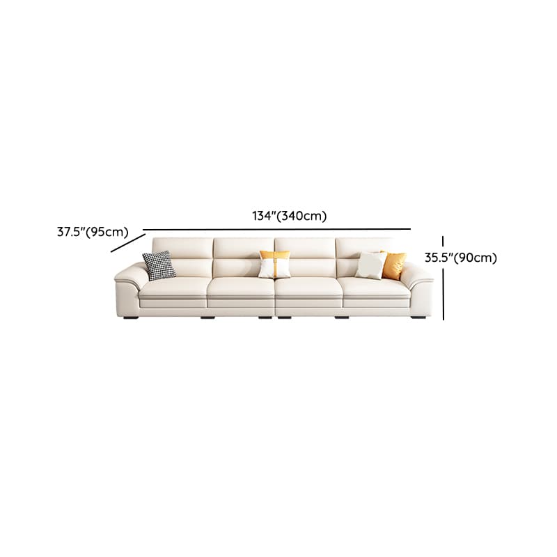 Standard Genuine Leather Sectional, Pillow Top Arm, Cushion Back, Beige, Birch Wood - image 17