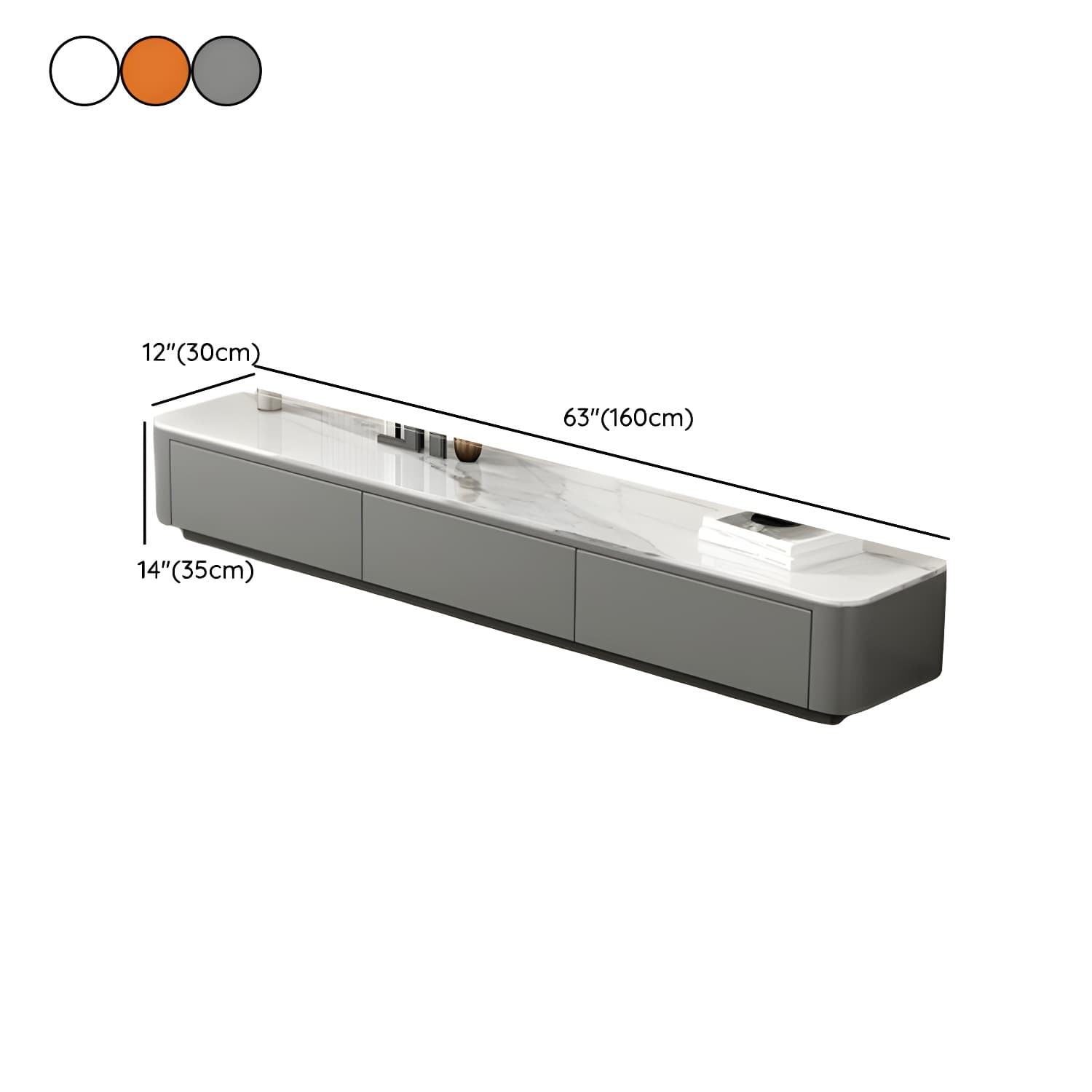 Stone Low TV Stand with Soft-close Drawers and Cable Management - image 17