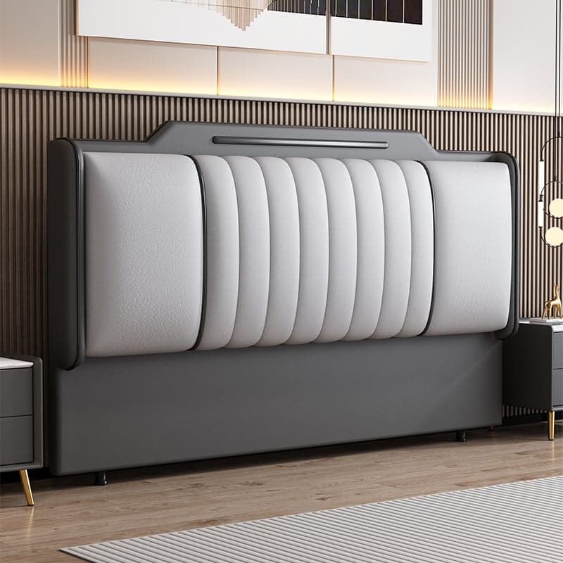 Art Deco Style Panel Headboard in Pine Wood with No Distressing, Camelback Shape for King/Queen/Full Bed, Featuring Sponge Upholstery and Standard Height - image 5